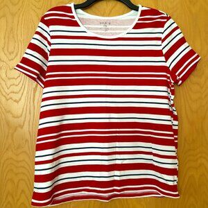 White Stag Red, White, and Navy Striped Short Sleeve Tee